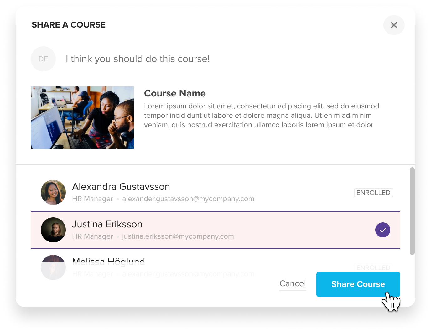 Recommend courses