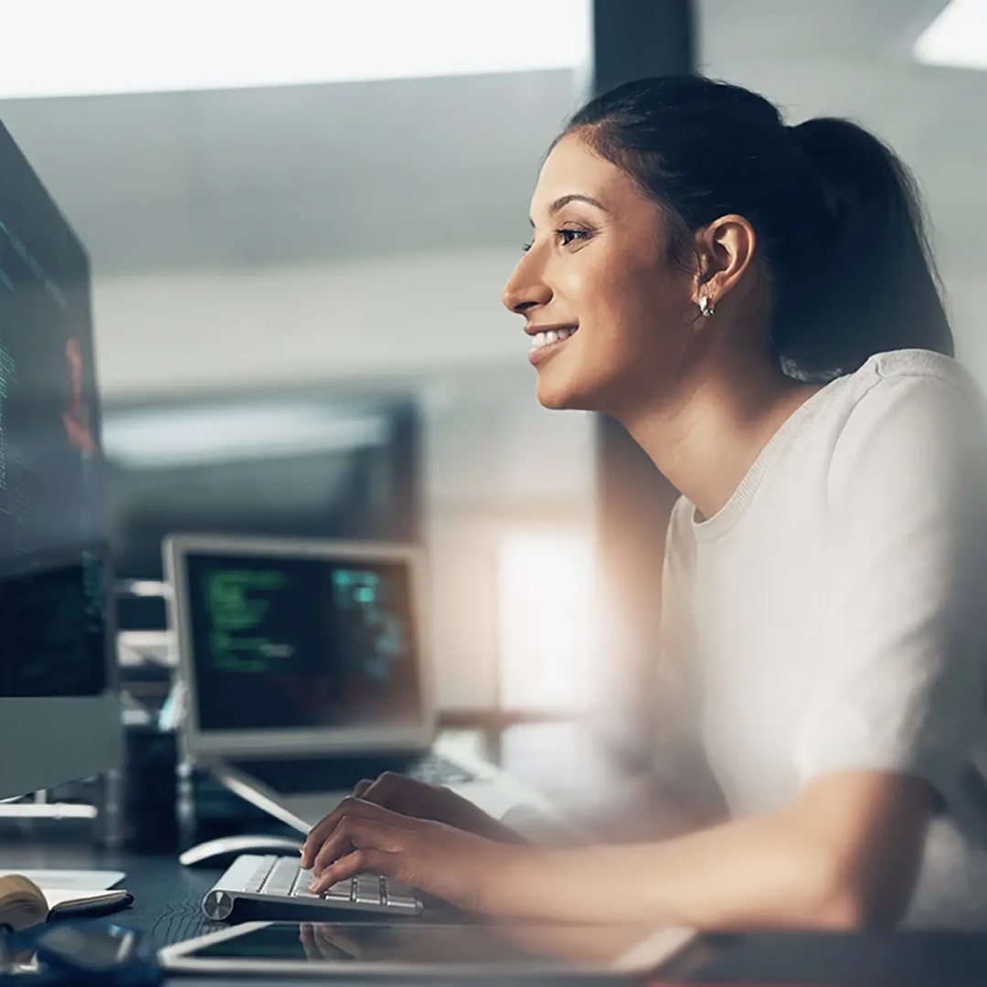 Woman looking at computer