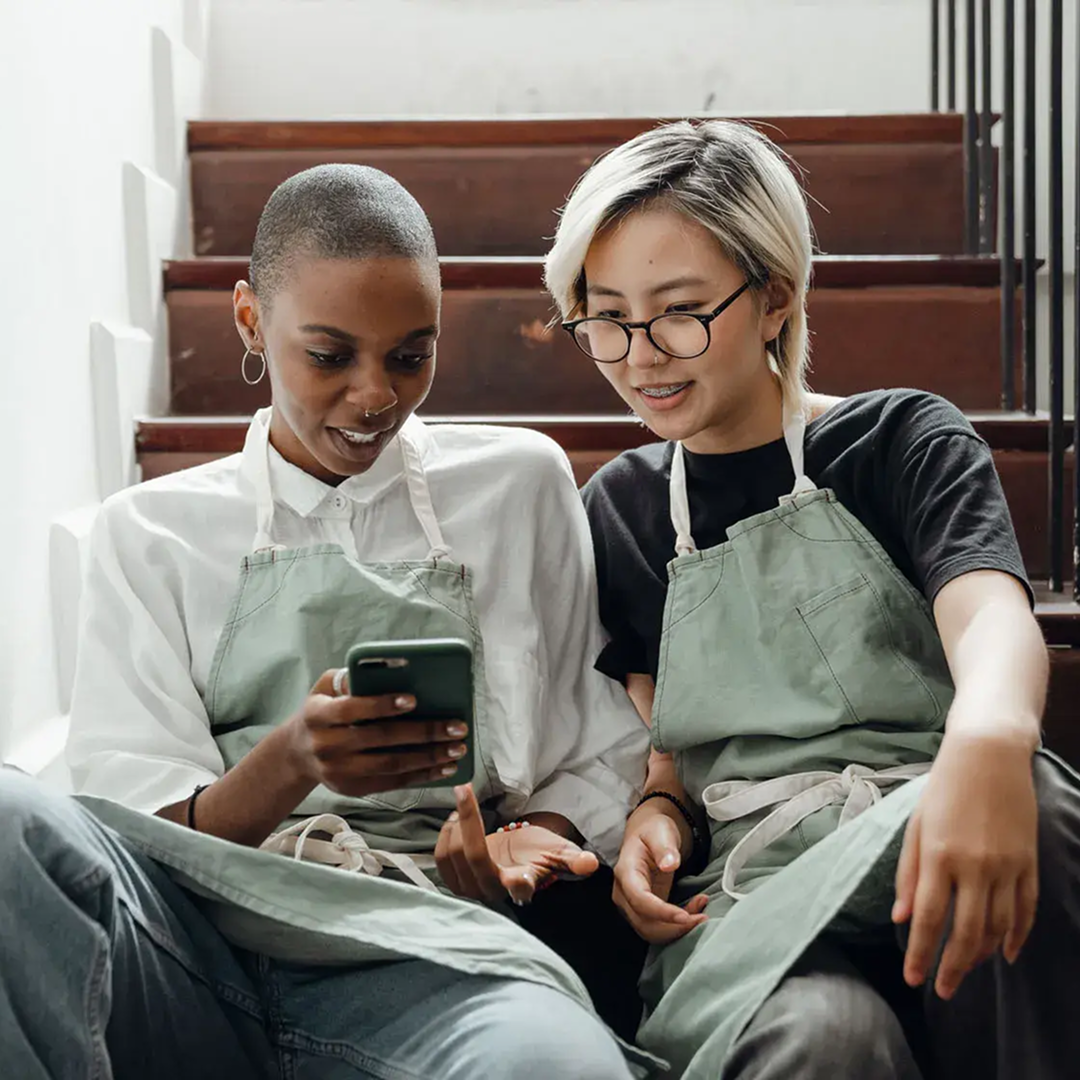 People looking at phone